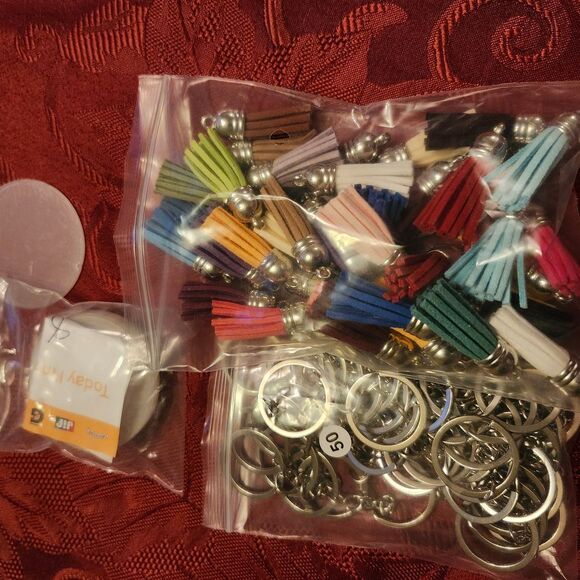Handcrafted Custom Made  Circle Acrylic Keychain Zipper Pull Bag Charm - Picture 1 of 16